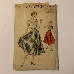 Advance Vintage 1950's Pattern #5509 Full‎ Skirt/Blouse Size 14